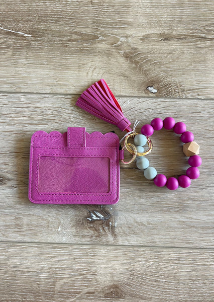 Fall Wallet Wristlet Silicone Bead Tassel Keychains