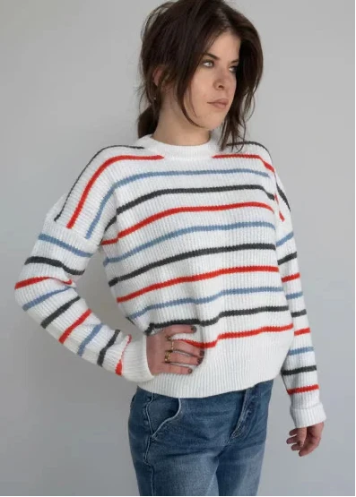 Striped Chunky Cropped  Crewneck Sweater ~ FINAL SALE