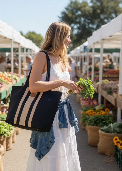 Burlap French Tote Bag