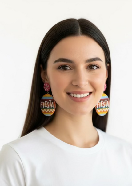 Fiesta Beaded Round Earrings