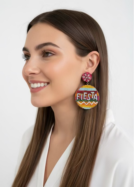 Fiesta Beaded Round Earrings