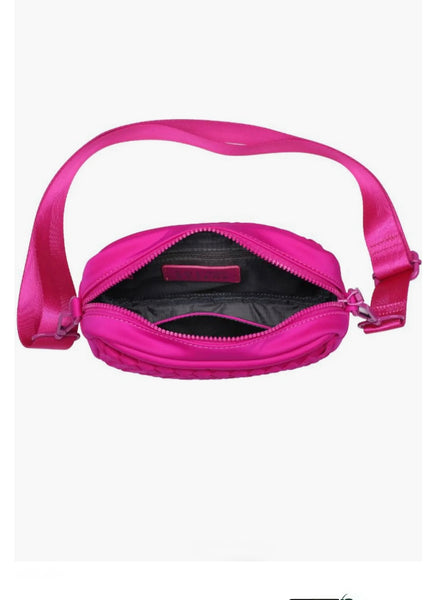 Fuchsia Neoprene Woven Crossbody Bag