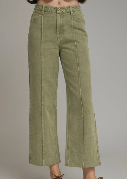 Olive Green Denim Pants