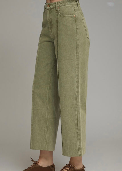 Olive Green Denim Pants