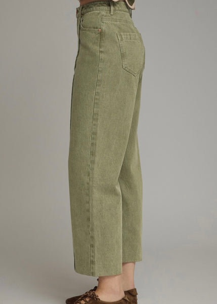 Olive Green Denim Pants