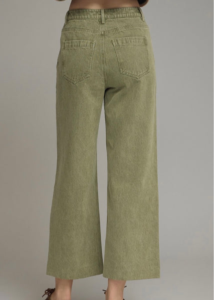 Olive Green Denim Pants