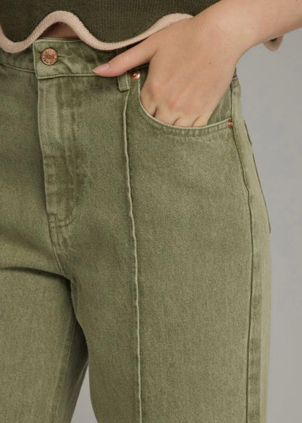 Olive Green Denim Pants