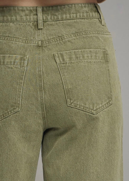 Olive Green Denim Pants