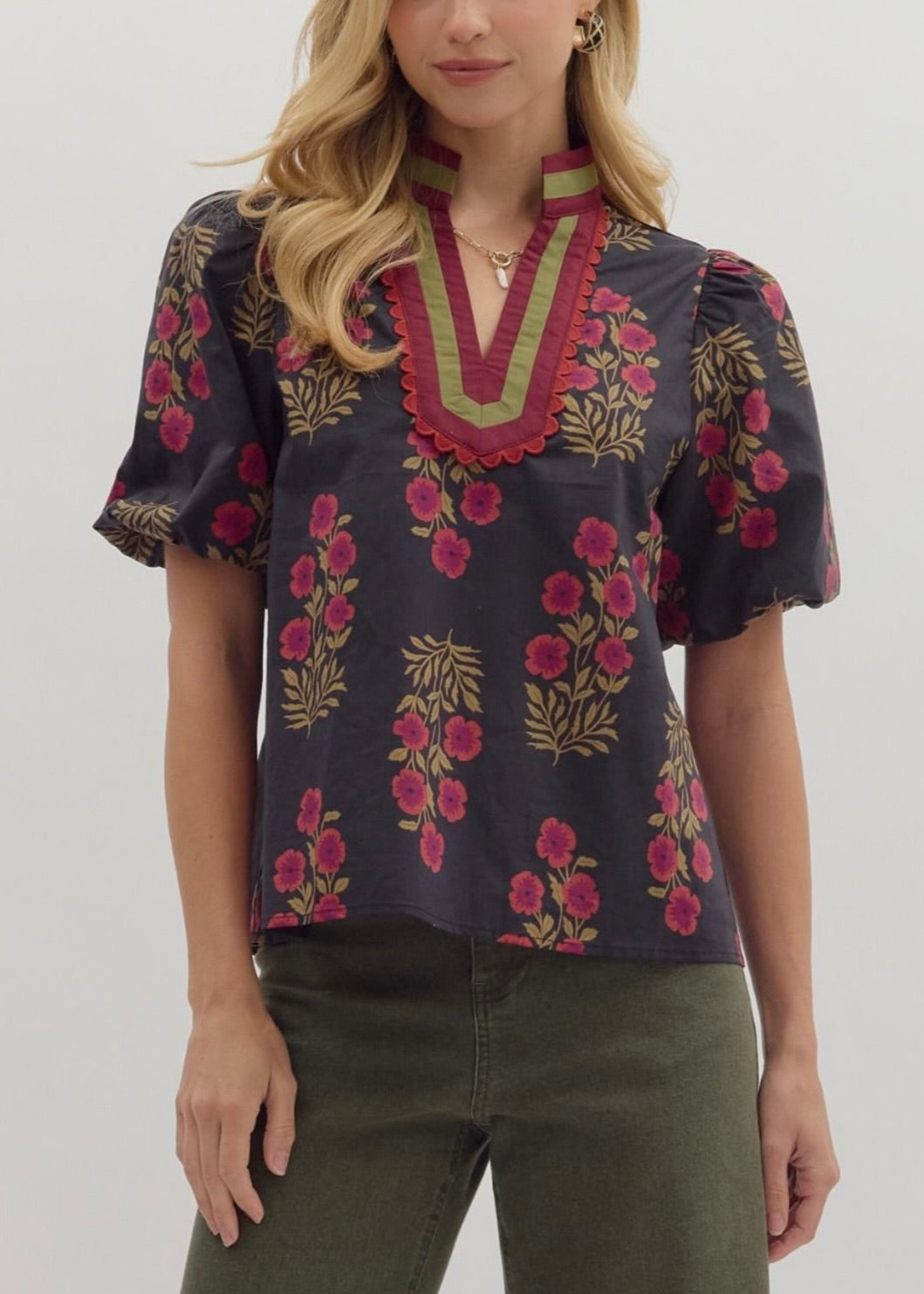 Floral Print Puff Sleeve top