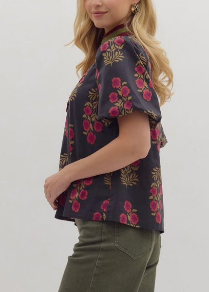 Floral Print Puff Sleeve top