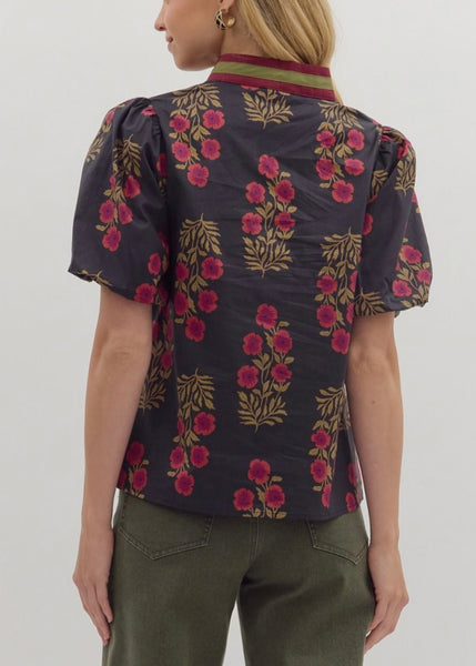 Floral Print Puff Sleeve top