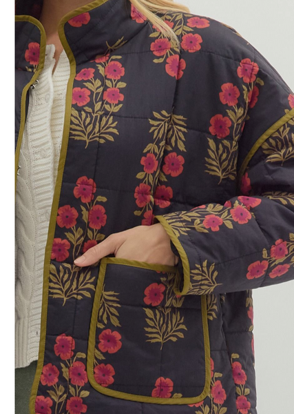 Medium Weight Floral Quilted Jacket