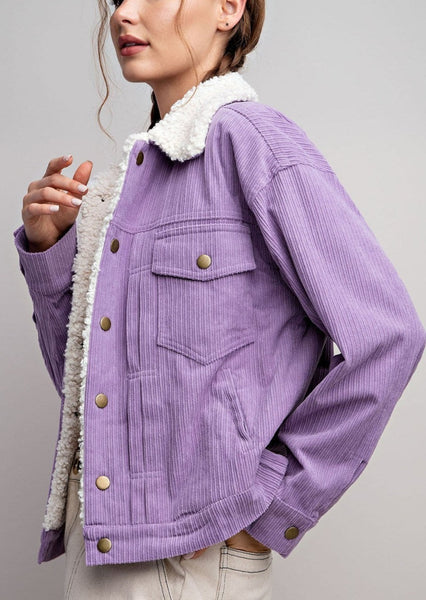 Retro Vibes Lavender Corduroy Jacket