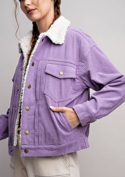 Retro Vibes Lavender Corduroy Jacket