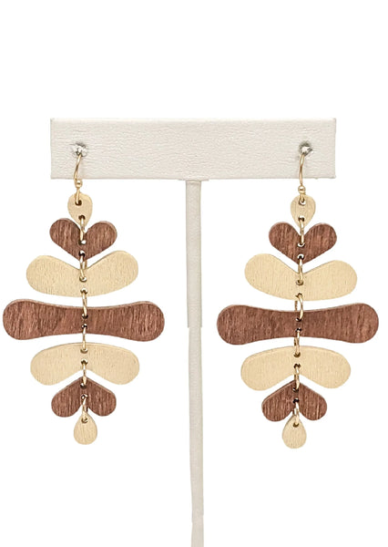 Two-tone All Natural Wooden Dangle Earrings