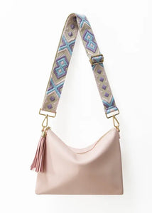 Soft Pink Crossbody Bag with Camera Strap