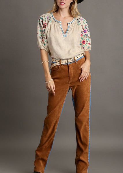 Anything But Ordinary Floral Embroidered Sleeve Top