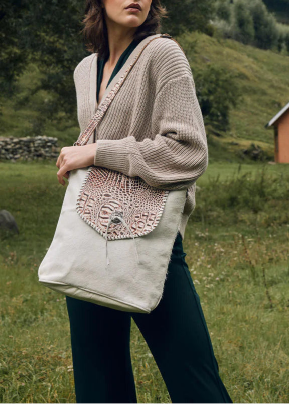 Smokey Aztec Leather & Hairon Crossboy Bag