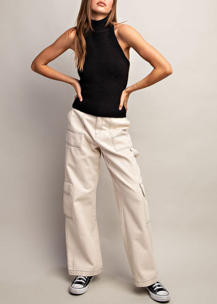 Open Back Turtle Neck Top