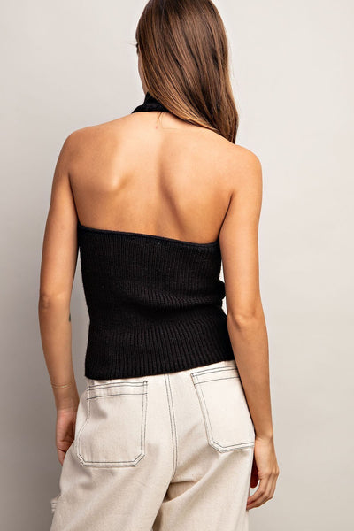Open Back Turtle Neck Top