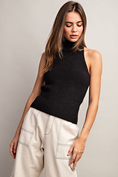 Open Back Turtle Neck Top