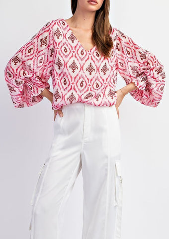 Shimmering Hot Pink Print Blouse