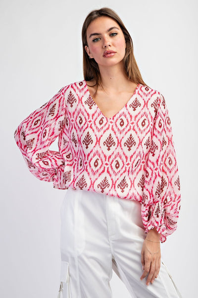 Shimmering Hot Pink Print Blouse