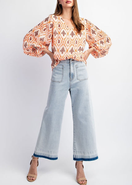 Shimmering Orange Print Blouse