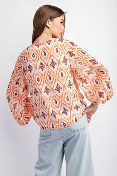 Shimmering Orange Print Blouse