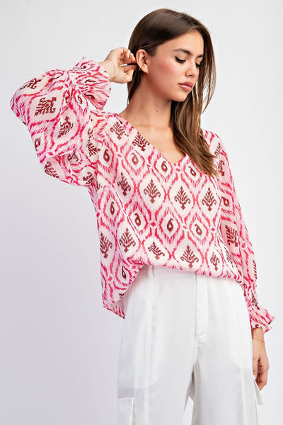 Shimmering Hot Pink Print Blouse