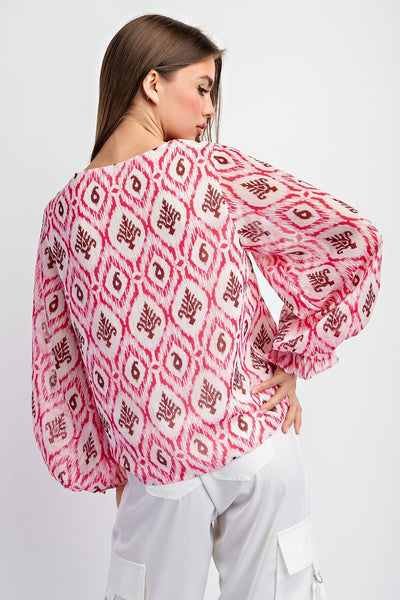 Shimmering Hot Pink Print Blouse