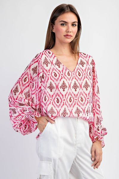Shimmering Hot Pink Print Blouse