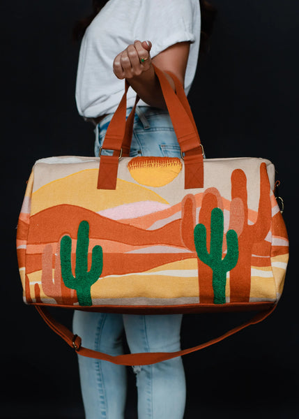 Southwestern Desert Scene Cactus Duffle Bag