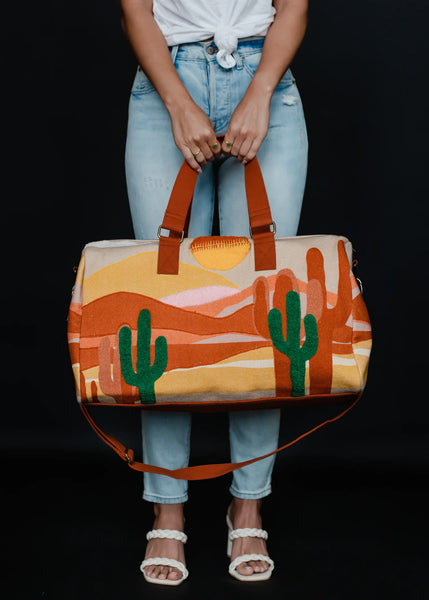 Southwestern Desert Scene Cactus Duffle Bag