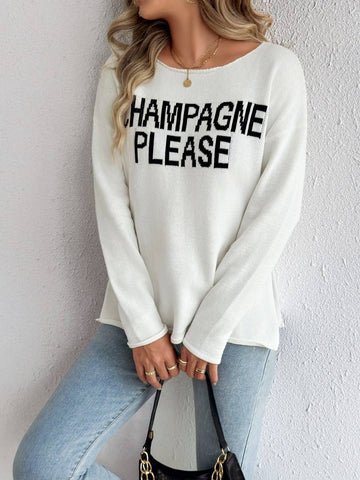 Champagne Please Slit Sweater