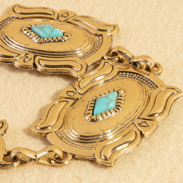 Turquoise Concho Chain Link Belt