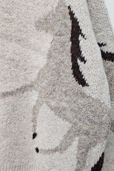 Horse Cozy Knit Cardigan Sweater