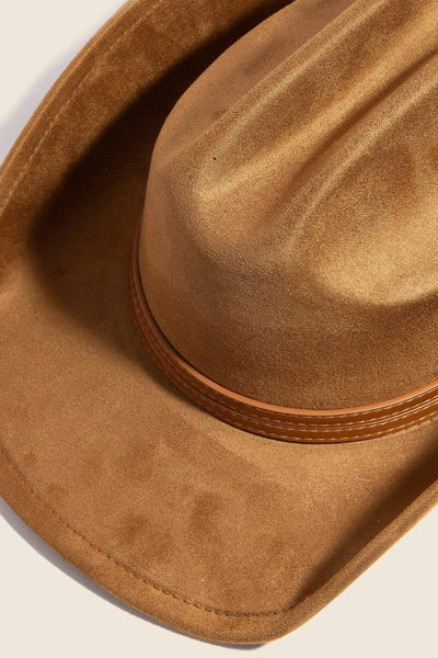 Double Belt Faux Suede Cowboy Hat: IV