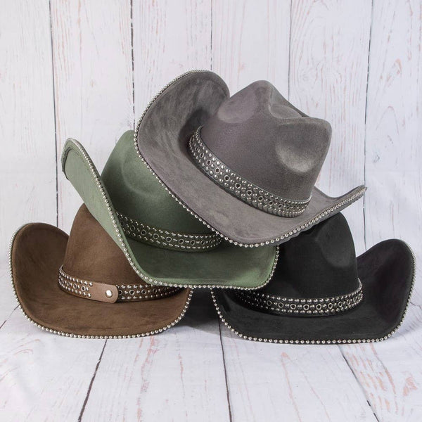 Studded Trim Western Cowboy Hat: DGR