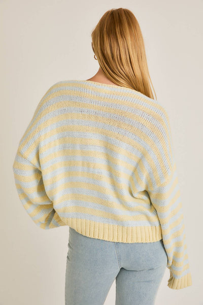 Softly Striped V-neck Sweater