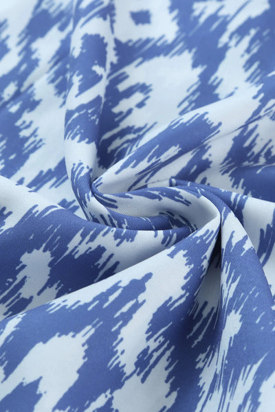 Blue Waves Print Maxi Dress