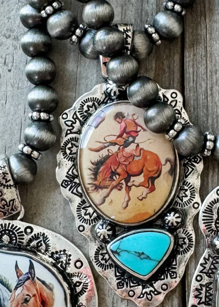 Western Print Pendant Necklace