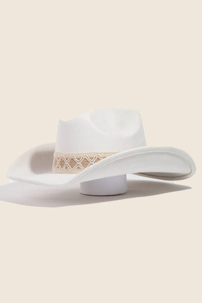Ivory  Braided Strap Cowboy Hat