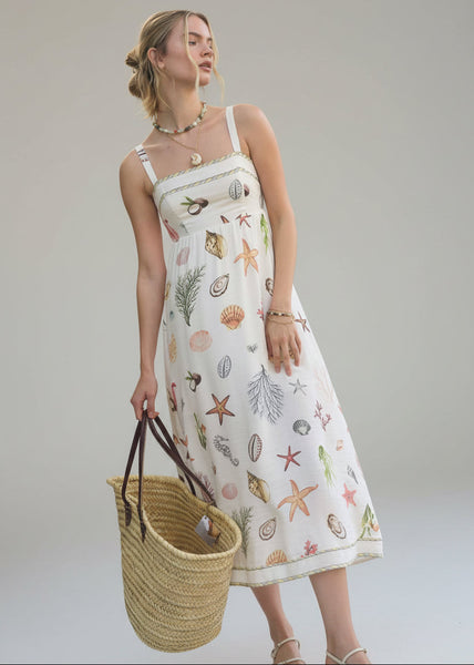 A Little Bit Beachy Multicolor Print Midi Dress