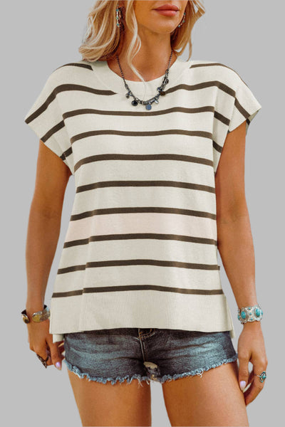Striped Crewneck Short Sleeve Top