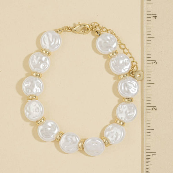 Coin Pearl Beaded Station Bracelet