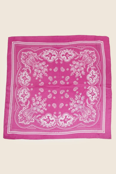 Western Silky Bandana Scarf in Hot Pink