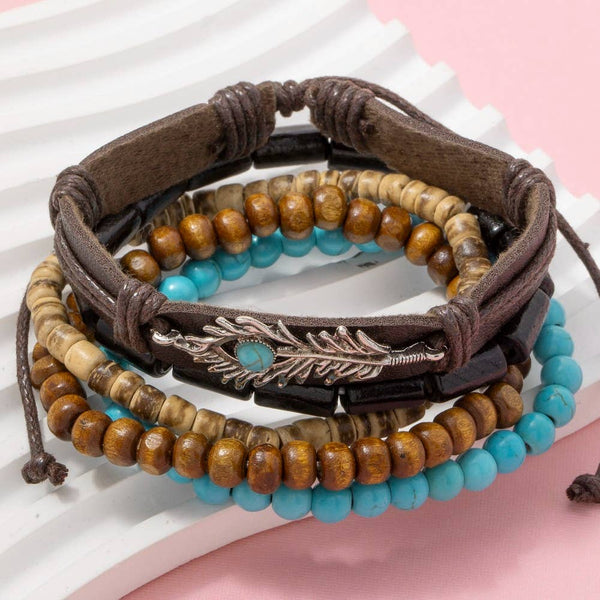 Western Theme Beaded Bracelet Set: MULTI