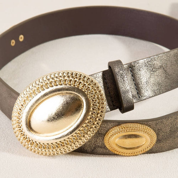 Western Ornate Ovals Vegan Leather Belt: GBR