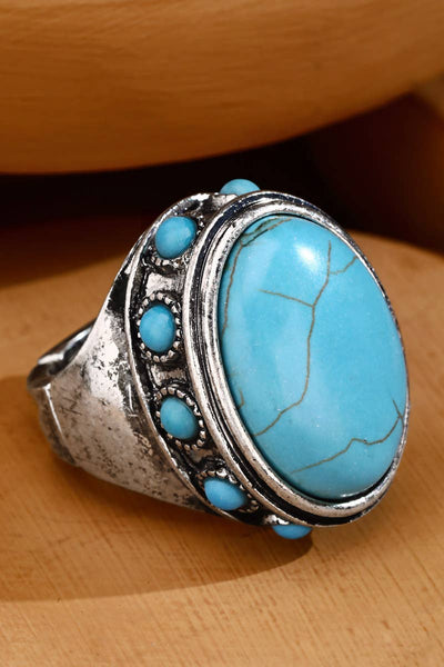 Large Statement Semi Stone Ring : Turquoise(SBTQ) / OS
